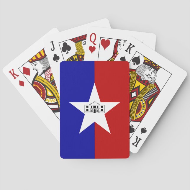 Deck Playing Cards with Flag of San Antonio, USA (Back)