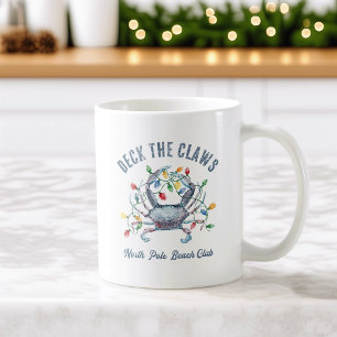 Deck the Claws Coastal Christmas Crab Coffee Mug