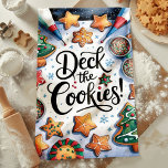 Deck The Cookies Christmas Tea Towel<br><div class="desc">Add festive fun to your kitchen with this charming "Deck the Cookies" Christmas kitchen towel. Featuring beautifully decorated Christmas cookies with colourful icing,  sprinkles,  and holiday shapes,  this towel is perfect for spreading holiday cheer. A must-have for baking enthusiasts who love decorating cookies during the festive season.</div>