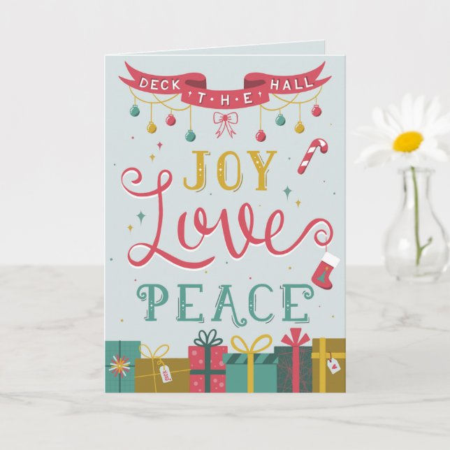 Deck the Hall with Joy Love Peace Card (Small Plant)