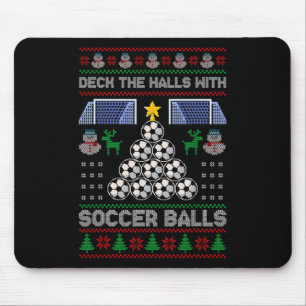 Deck The Hall With Soccer Ugly Christmas Soccer Pa Mouse Mat