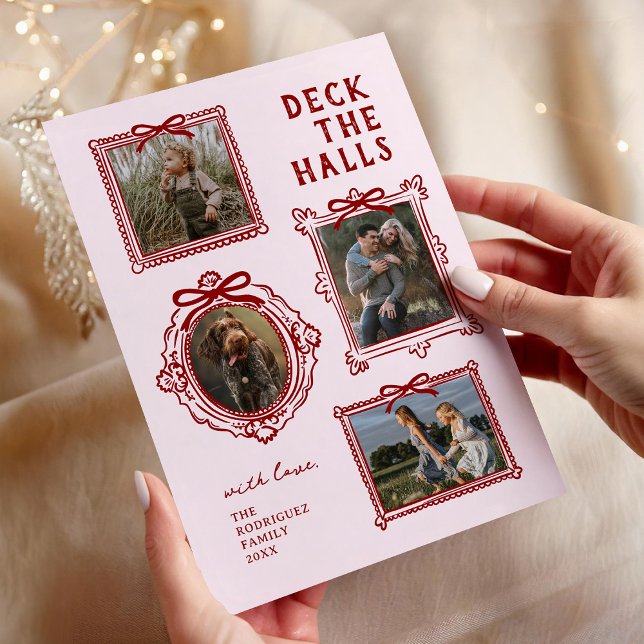 Deck The Halls 4 Photo Frame Christmas Holiday Card (Creator Uploaded)
