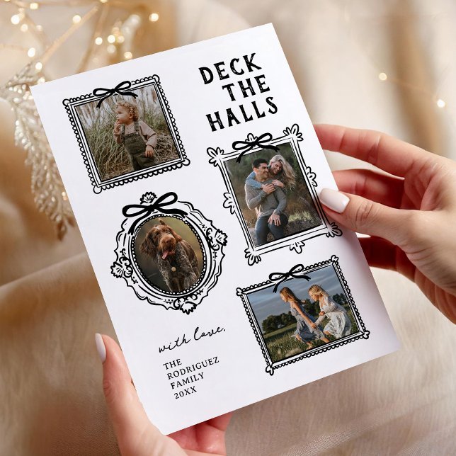 Deck The Halls 4 Photo Frame Christmas Holiday Card (Creator Uploaded)