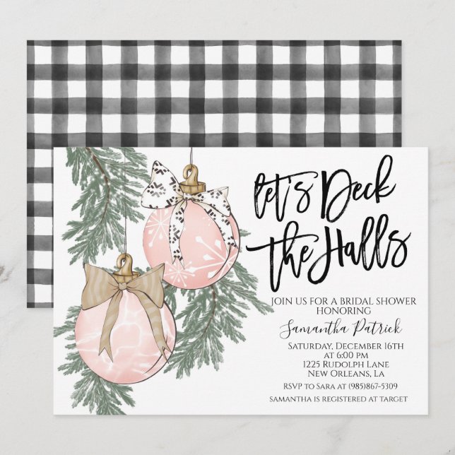 Deck the Halls Christmas Bridal Shower Invitation (Front/Back)