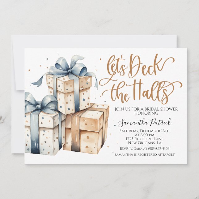 Deck the Halls Christmas Bridal Shower Invitation (Front)