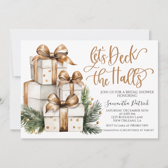 Deck the Halls Christmas Bridal Shower Invitation (Front)