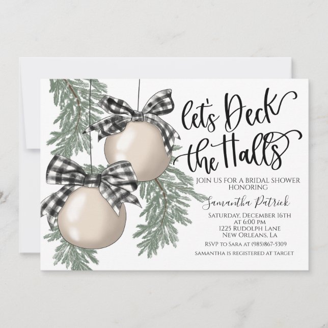 Deck the Halls Christmas Bridal Shower Invitation (Front)