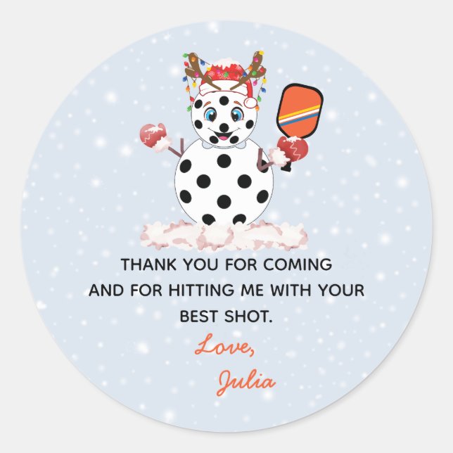 Deck the Halls Christmas Pickleball Tournament Classic Round Sticker (Front)