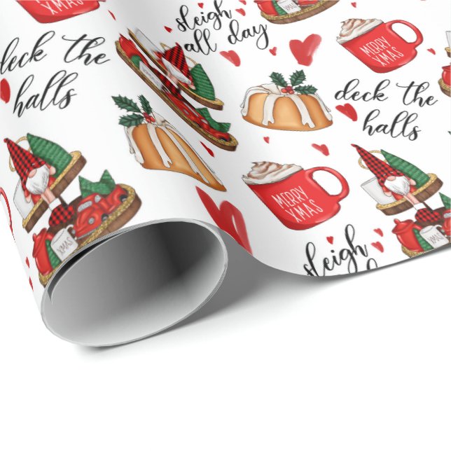 Deck The Halls Christmas Wrapping Paper (Roll Corner)