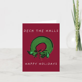 Deck the Halls Dachshund Folded Greeting Card