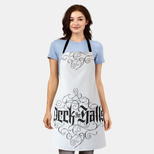 Deck The Halls Elegant Christmas Calligraphy Lux Apron