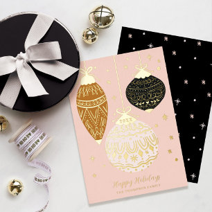 Deck The Halls Elegant Hanging Ornaments Foil Holiday Card