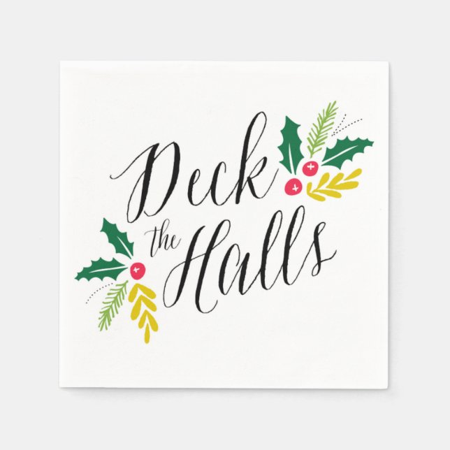 Deck the Halls Elegant Holiday Party Napkin (Front)