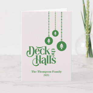 "Deck The Halls" Elegant Pale Pink Christmas Card