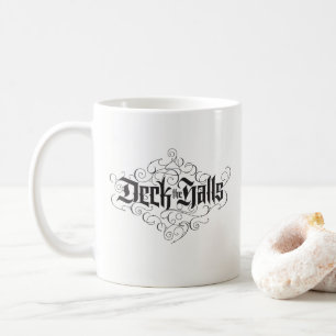 Deck the Halls Flourished Christmas Lettering Coffee Mug