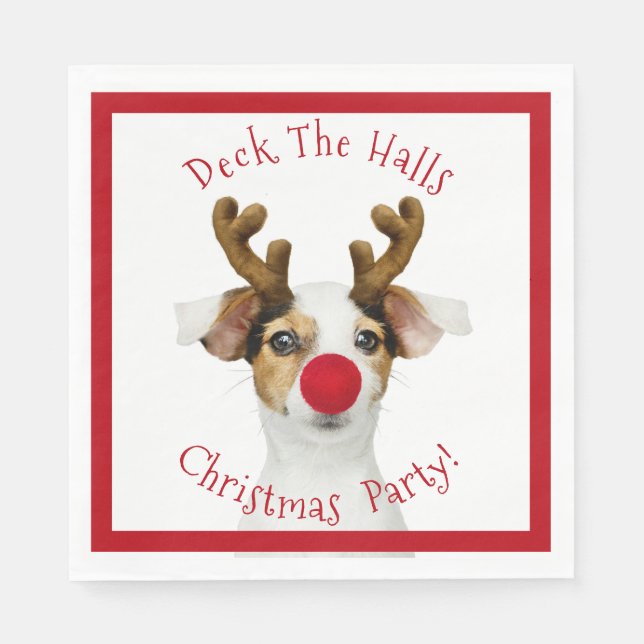 Deck The Halls - Funny Dog - Christmas Party - Napkin (Front)