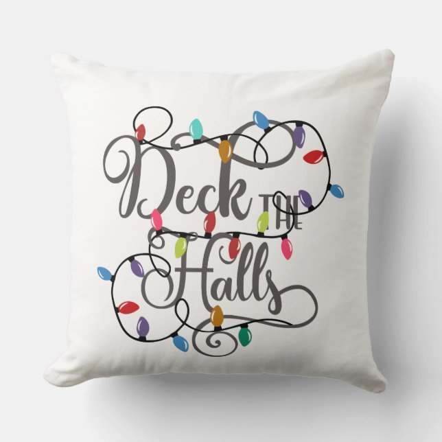 deck the halls holiday lights Christmas Cushion (Front)