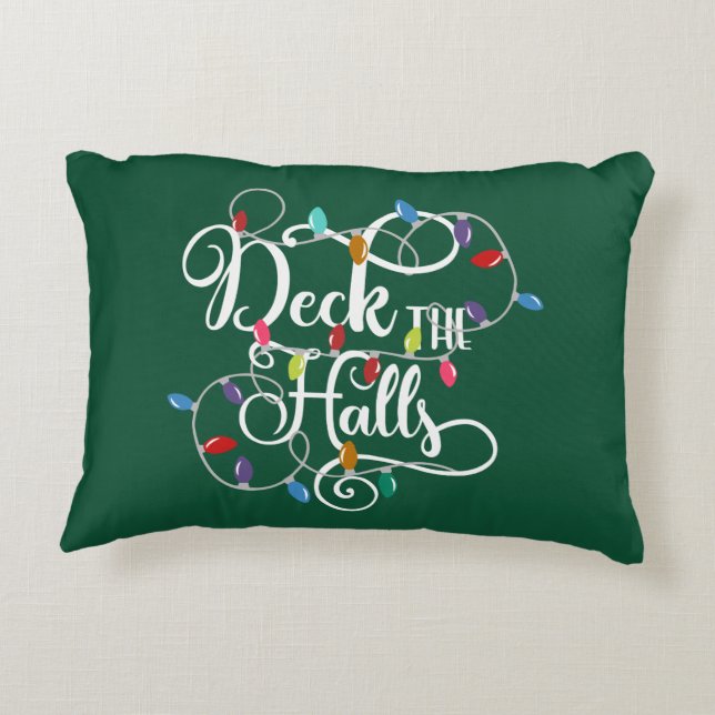 deck the halls holiday lights Christmas Decorative Cushion (Back)
