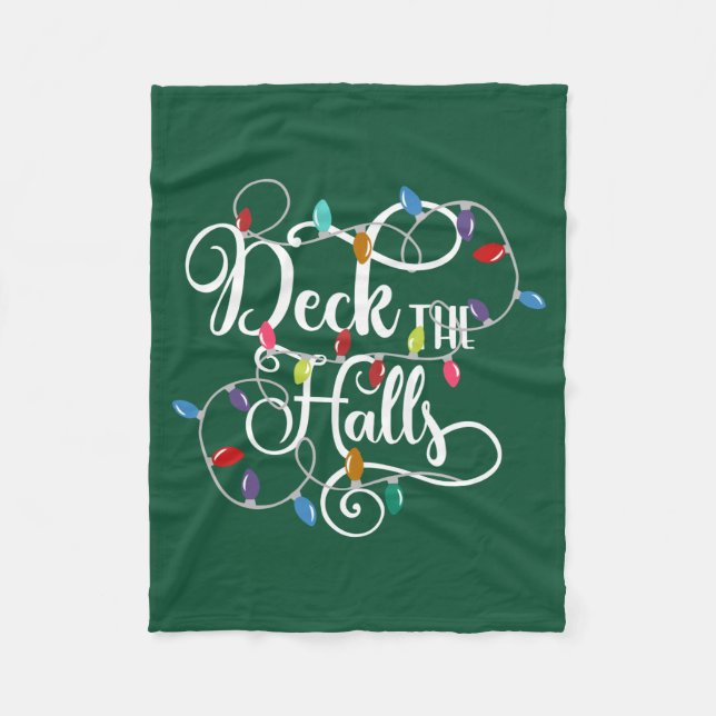 deck the halls holiday lights Christmas Fleece Blanket (Front)