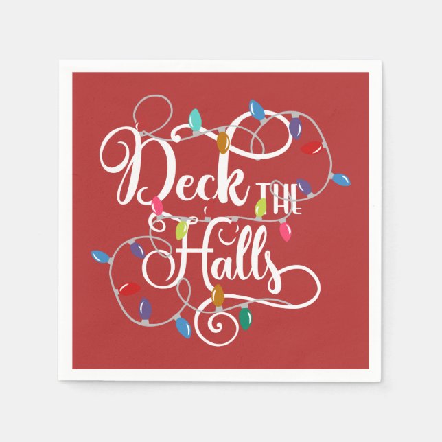 deck the halls holiday lights Christmas Napkin (Front)