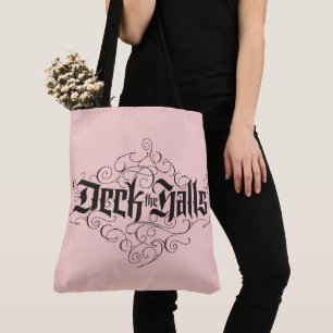 Deck the Halls Luxury Lettering Blush Pink Black Tote Bag