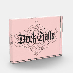 Deck the Halls Modern Christmas Blush Pink Black Photo Block