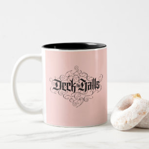 Deck the Halls Modern Christmas Blush Pink Black Two-Tone Coffee Mug
