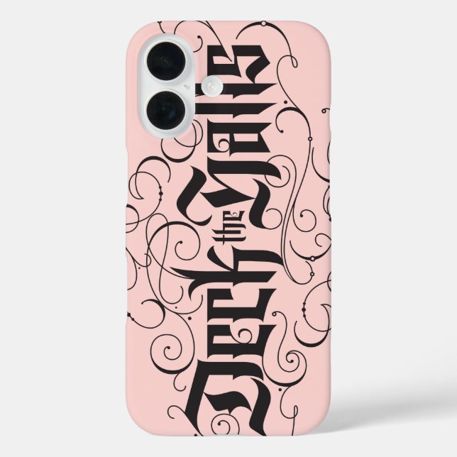 Deck the Halls Modern Lettering Blush Pink Black Case-Mate iPhone Case (Back)