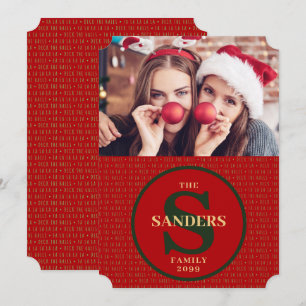 Deck the Halls Monogrammed Holiday Photo Card