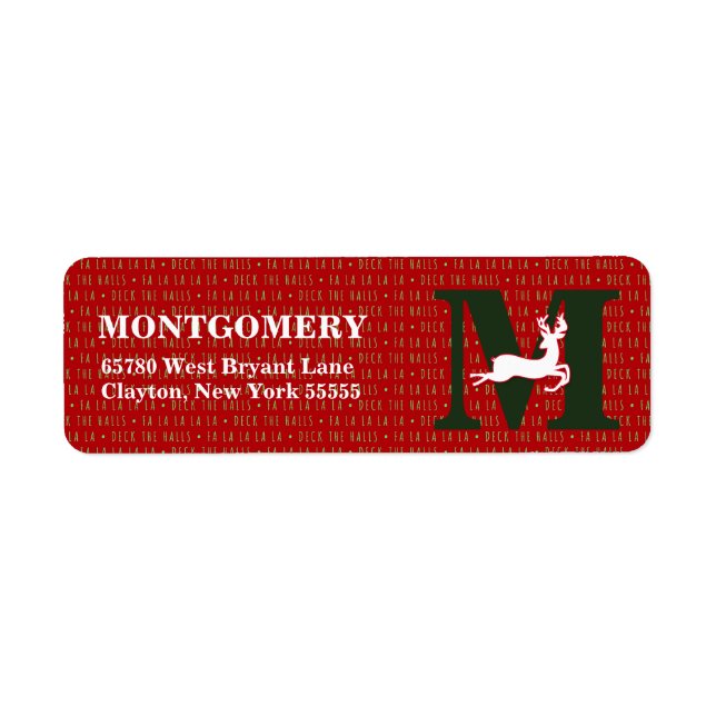 Deck the Halls Monogrammed White Reindeer Address (Front)