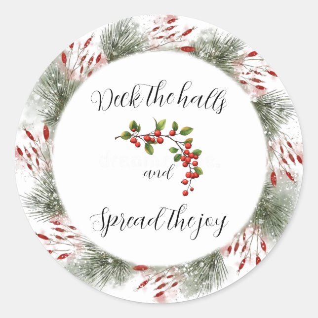 Deck the Halls Round Classic Round Sticker (Front)