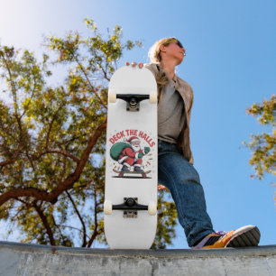 Deck the Halls Santa Skateboarding Skating Lovers Skateboard