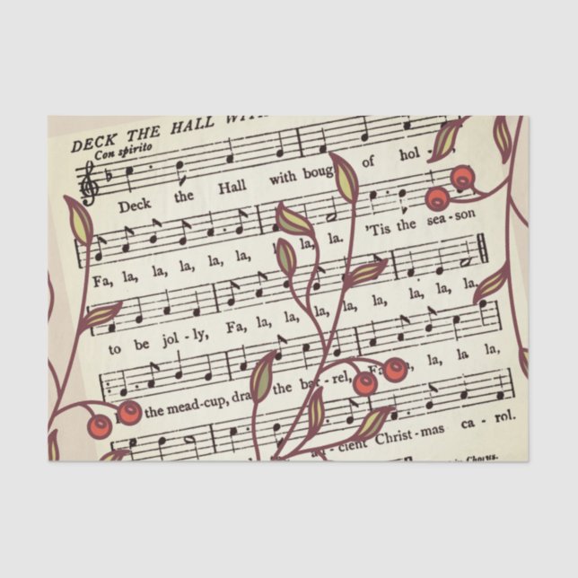 Deck the Halls Sheet Music Tissue Paper (Front)