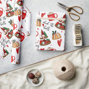 Deck The Halls & Sleigh All Day Christmas Quotes Wrapping Paper