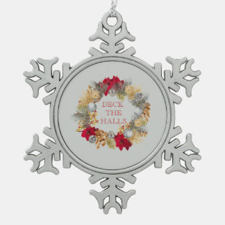 Deck The Halls  Snowflake Pewter Christmas Ornament