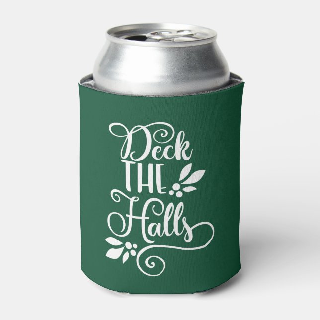 deck the halls Typography Holidays Can Cooler (Can Front)