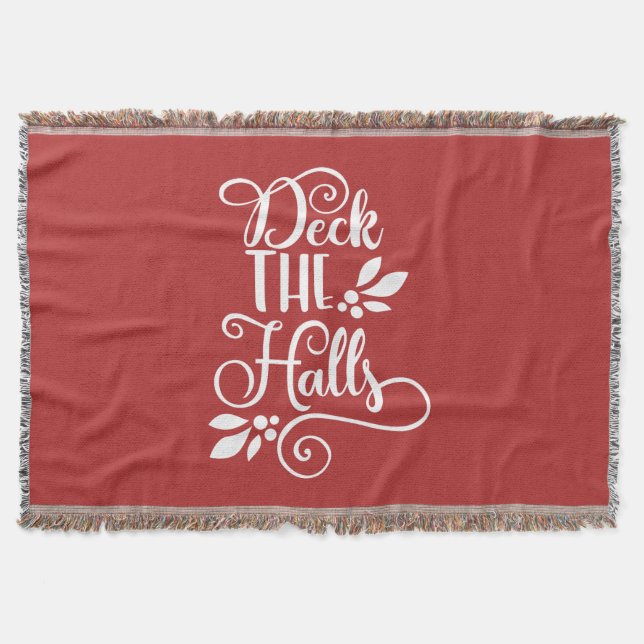 deck the halls Typography Holidays Throw Blanket (Front)