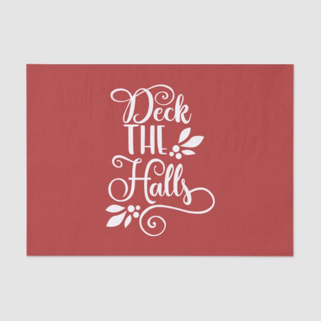 deck the halls Typography Holidays Tissue Paper (Front)