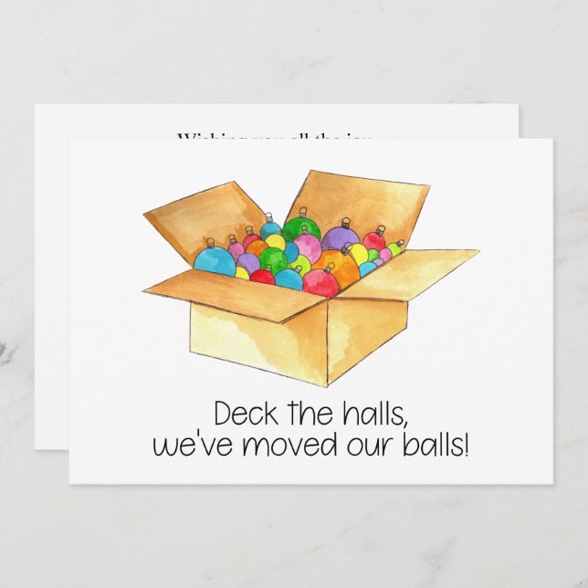 Deck the halls, we've moved our balls! invitation (Front/Back)