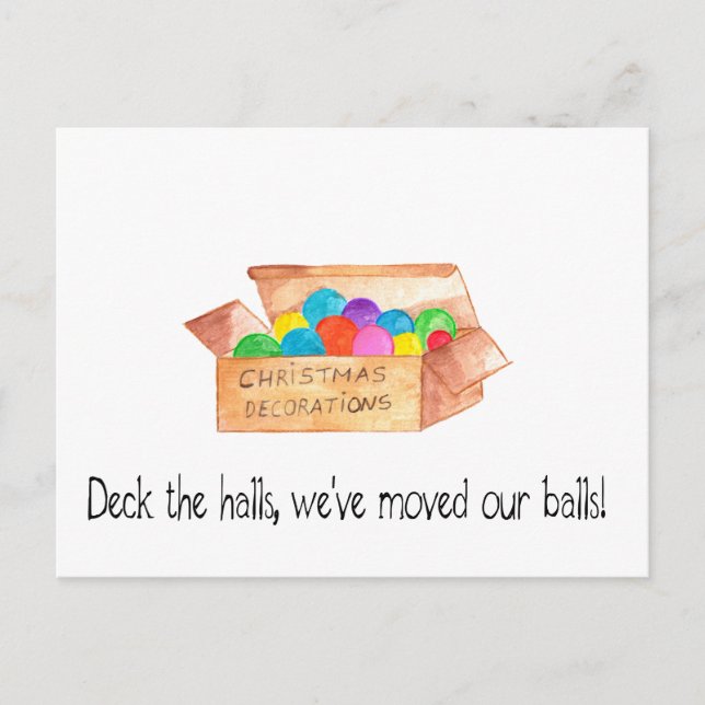 Deck the halls, we've moved our balls! postcard (Front)