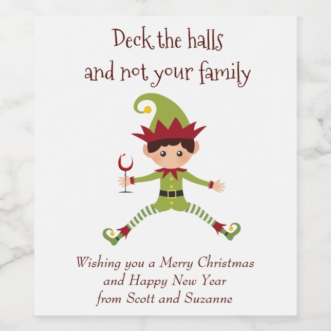Deck the Halls Wine Funny Wine Label (Single Label)