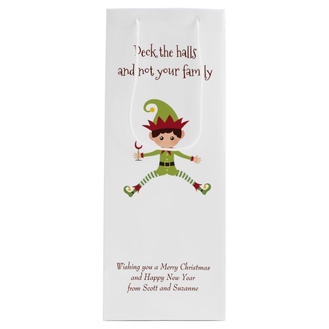 Deck the Halls Wine Funny Wine  Wine Gift Bag (Front)