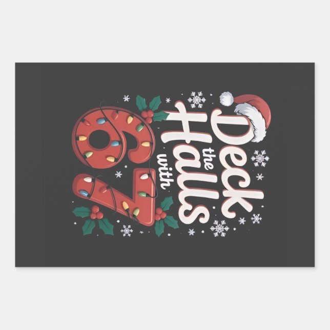 Deck the Halls With 6 7 Funny Christmas Six Seven  Wrapping Paper Sheet (Front)