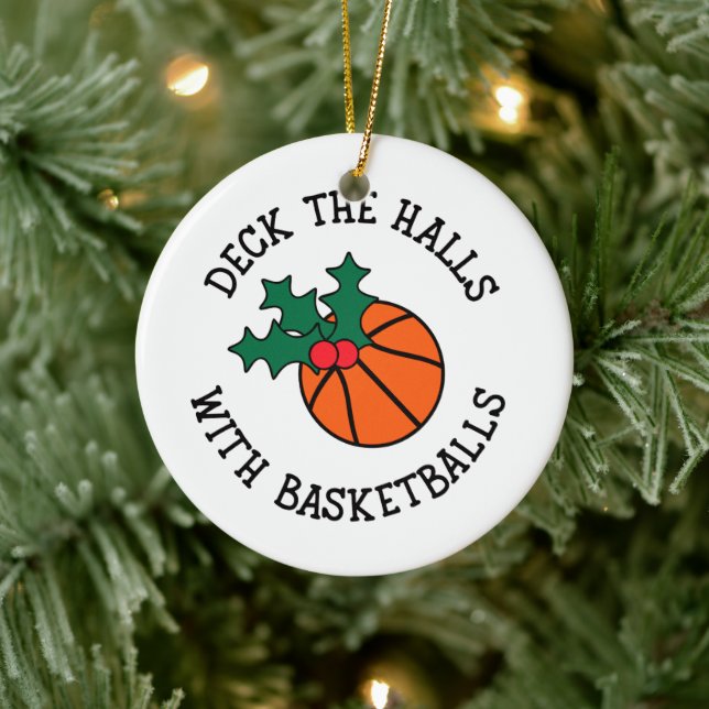 Deck The Halls With Basketballs Christmas Sport Ceramic Tree Decoration (Tree)