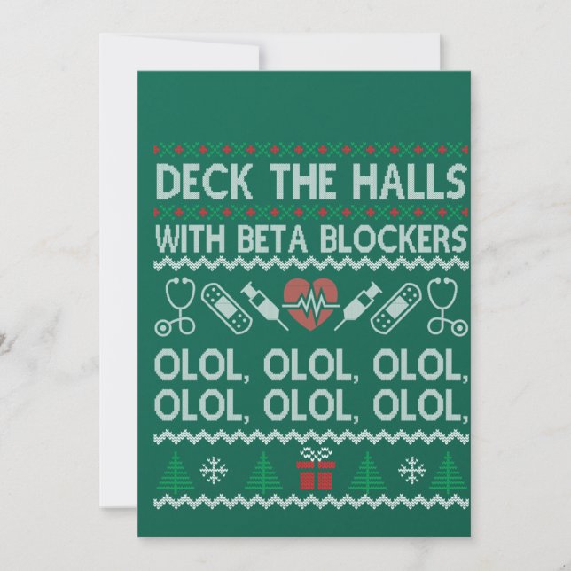 Deck The Halls With Beta Blockers OLOL Invitation (Front)