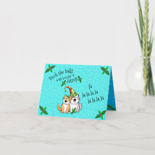 "Deck the halls with Catnip" Customizable Card