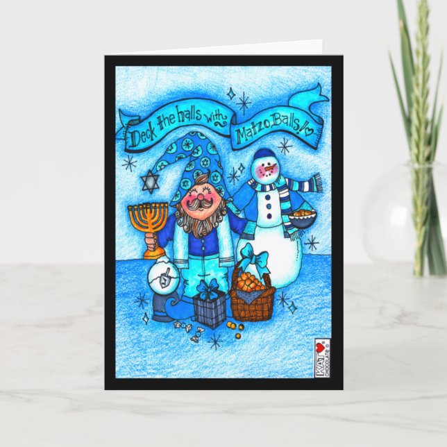 Deck the Halls with Matzo Balls Card (Front)