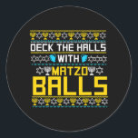 Deck The Halls with Matzo Balls funny Hanukkah Classic Round Sticker<br><div class="desc">Deck The Halls with Matzo Balls funny Hanukkah</div>