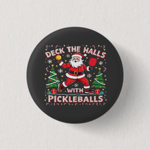 Deck The Halls With Pickleballs 3 Cm Round Badge