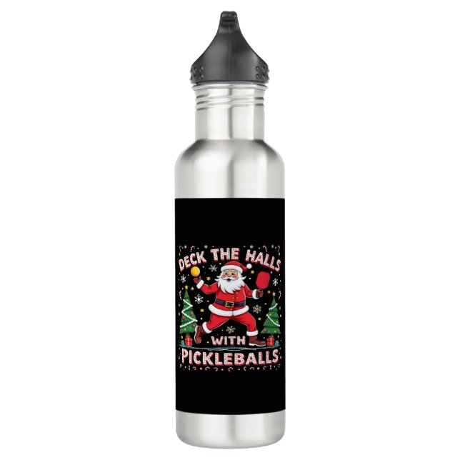 Deck The Halls With Pickleballs  710 Ml Water Bottle (Right)